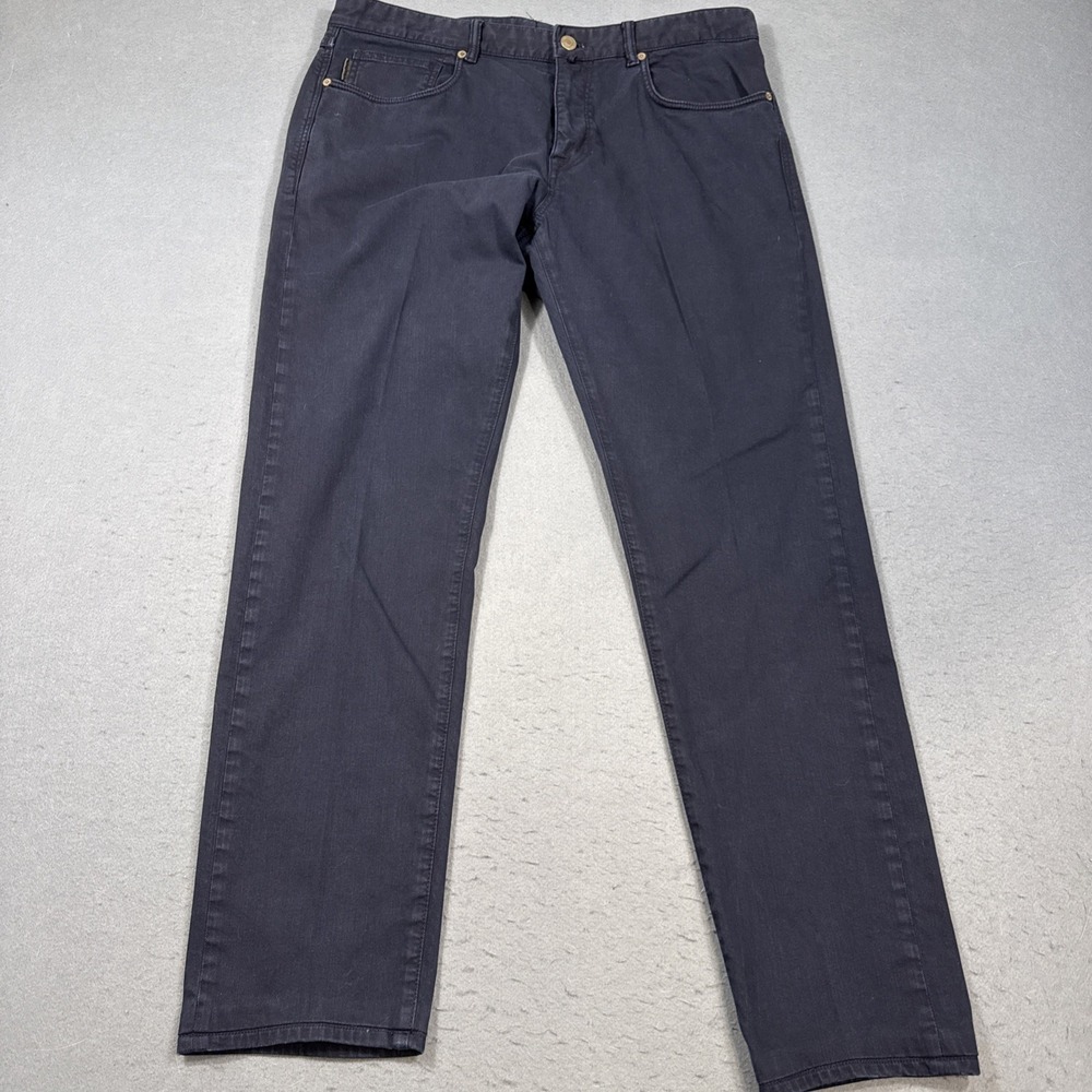 Incotex Pants Slim Fit Jeans Mens 35 NAVY Blue Cotton Blend Slacks Preppy Chino